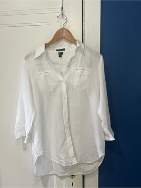 Ralph Lauren White Linen Button-Up blouse